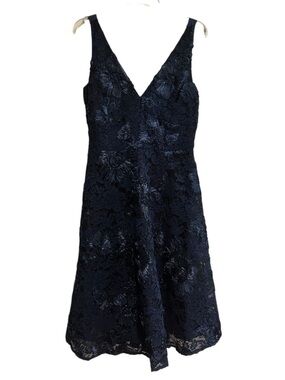 Antonio Melani Dress size 6 navy blue lace Embroidered Wedding Party Formal NWT